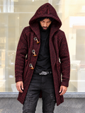 Men's Casual Horn Button Hooded Long Cardigan