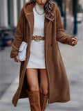 Women' S Winter Solid Color Long Hooded Cardigan Long Coats