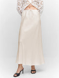 Women's Solid Color Drawstring A-Line Satin Skirts