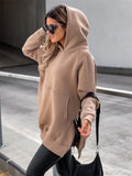 Women's Loose Fit Pocket Side Slit Hoodies