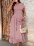 Women's Summer Solid Color Pockets One Shoulder Dress