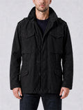 Men Vintage Zip Up Drawstring Waist Multi Pocket Coat