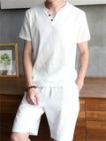 Men's Summer Vacation 2-Pieces V Neck Short Sleeve Loose Sets