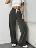 Women's Comfy Casual Solid Color Drawstring Wide Leg Pants
