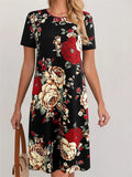 Women's Summer Elegant Printed Short Sleeve Round Neck Dress