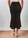 Women's Summer Solid Color Fishtail Midi Length Skirts
