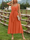 Female Prairie Vacation Waist Tie Bow Sleeveless Dresses
