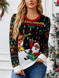 Women's Autumn Elk Santa Claus Jacquard Round Neck Christmas Sweaters