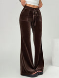 A‌utumn Drawstring Velvet Wide Leg Flared Pants for Women‌