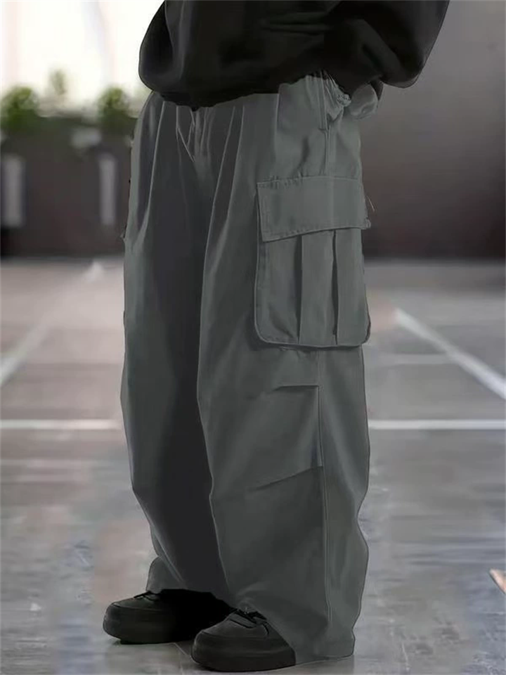 Men's Loose Fit Wide Leg Utility Cargo Pants with Multiple Pockets