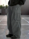 Men's Loose Fit Wide Leg Utility Cargo Pants with Multiple Pockets