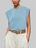 Female Casual Oversized Round Neck Sleeveless Shirt