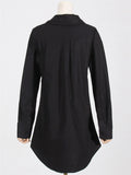 Women's Solid Color V-Neck Tie Waist Lapel Blouses