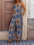Women's Ethnic Style Print Strap Wide Leg Jumpsuits