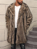 Men's Trendy Winter Mid-Length Cardigan Faux Fur Coat