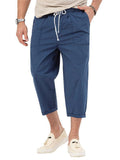 Men's Causal Folded Hem Stretch Cropped Pants