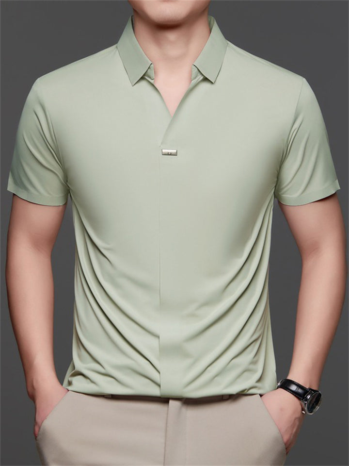Men's Summer Seamless Solid Color Lapel Shirts