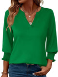 Women's Casual Print 3/4 Sleeve V Neck Shirts