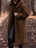 Women's Warm Hooded Maxi Plush Coat for Winter