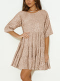 Beautiful Sequins Loose Short Fairy Dress for Women