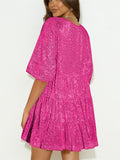 Beautiful Sequins Loose Short Fairy Dress for Women