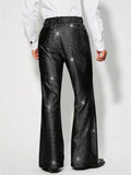 Men's Retro Bling Sequin Plaid Mid Waist Pants