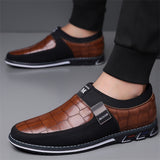 Men's Casual Plaid Faux Leather Flats Slip-ons Shoes