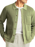 Male's Autumn Comfy Solid Color Pockets Button Up Cardigan Sweaters