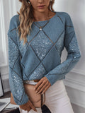 Women's Autumn Trendy Hollow Sequined Rhombus Knitted Sweaters