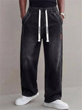 Men's High Street Stylish Washed Straight-Leg Loose Fit Drawstring Denim Pants