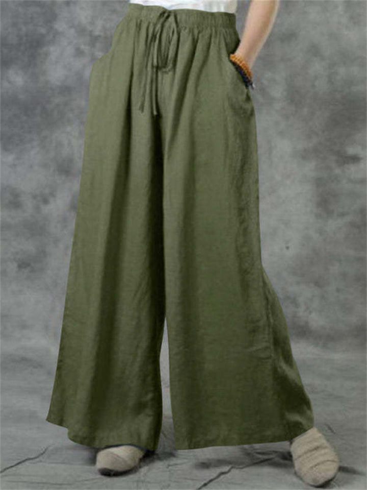 Spring Summer Relaxed Wide Leg Trousers for Ladies