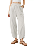 Women's Casual High Waist Wide Leg Loose Fit Pockets Corduroy Pants