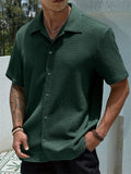 Men's Summer Holiday Style Solid Color Button Up Short Sleeve Shirts