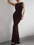 Knitted Sleeveless Ribbed Maxi Dress for Women
