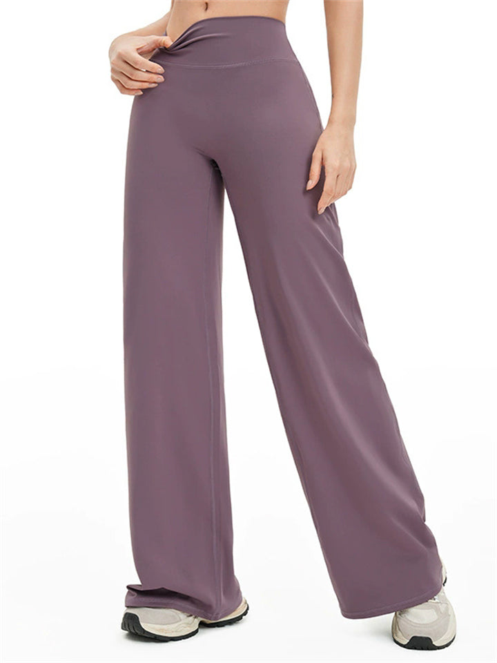High-Waist Casual Loose Fit Workout Fitness Sports Flared Yoga Pants for Women