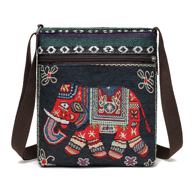 Ladies Cute Animal Embroidered Canvas Crossbody Bags