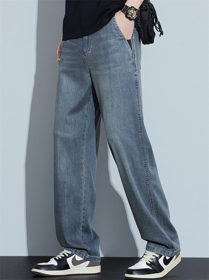 Men's Super Comfort Lightweight Straight Leg Jeans for Summer