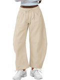 Women's Solid Color Casual Drawstring Cropped Sweatpants