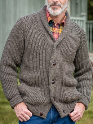 Men's Autumn Dark Brown Keep Warm Knitted Sweater