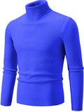 Men's Soft Simple Slim Fit High Neck Ribbed Knit Sweaters