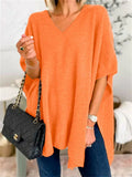 Chic V-neck Loose Knitted Poncho Sweater for Women
