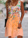 Women's Summer Round Neck Floral Printed Sleeveless Tank Dress