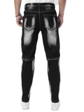 Men's Slim Fit Distressed Ripped Jeans with Patches for Casual Daily Wear