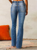 Women's Streetwear Classic High Waist Flared Jeans Denim Pants
