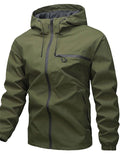 Men's Autumn Casual Solid Color Pockets Hooded Outdoor Jackets