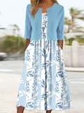 Women's Summer Holiday Style Printed V Neck Short Sleeve Dress