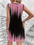 Women's Casual Contrast Color Printed Sleeveless Tank Dress