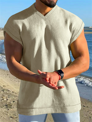 Men's Casual Breathable Sleeveless Pullover V Neck Vest for Summer