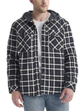 Men's Winter Warm Fleece Lined Thick Cotton Plaid Hooded Outwear