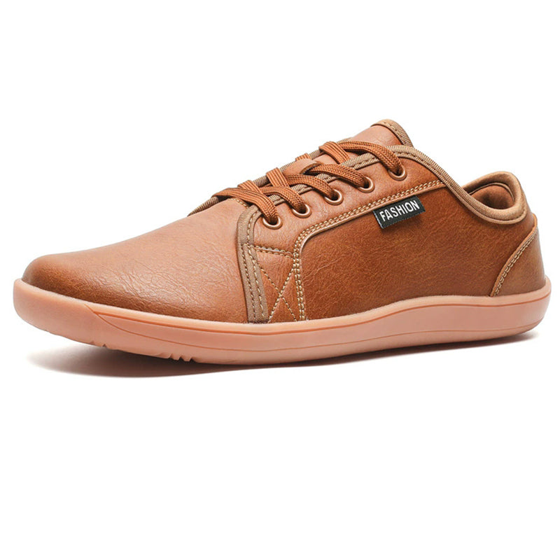 Men's Casual Faux Leather Solid Color Lace Up Low Top Flats Shoes